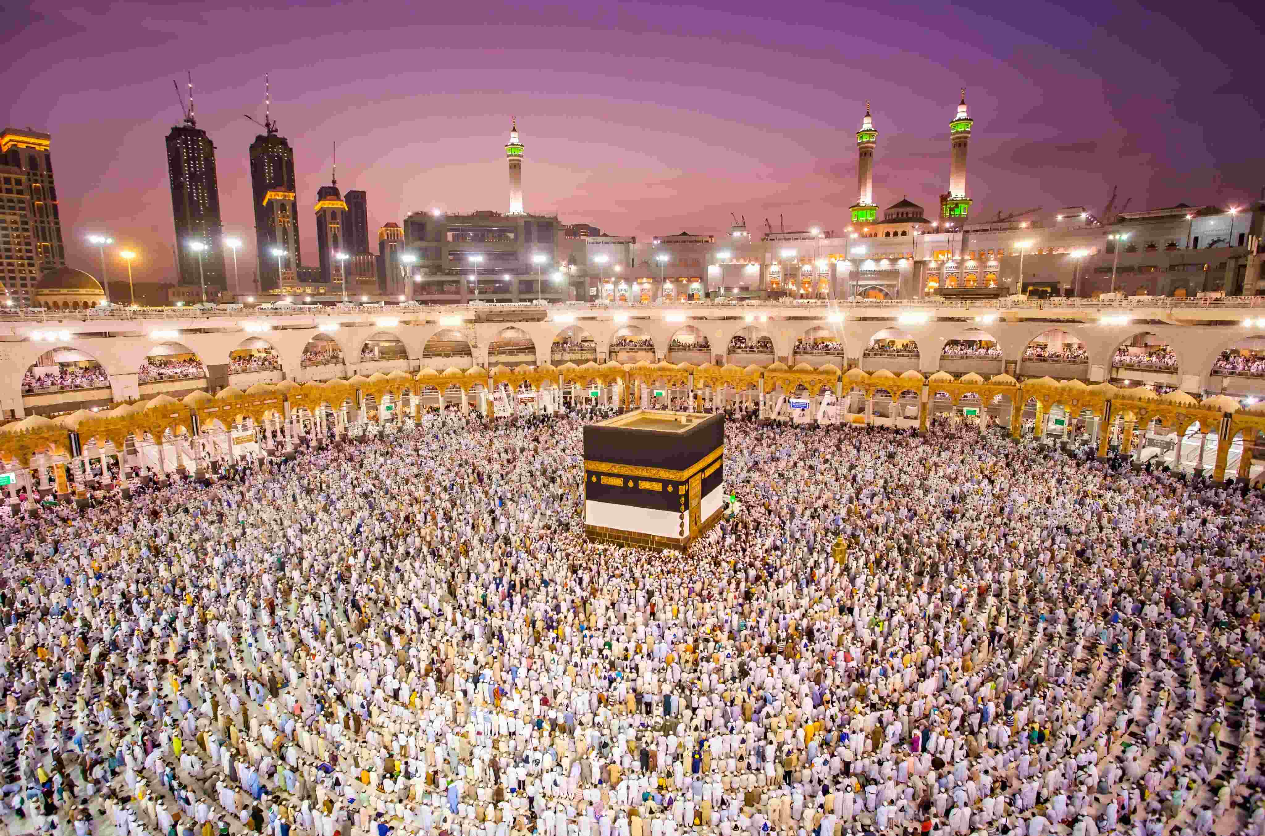 Pilgrims performing Tawaf at Masjid Al Haram during Hajj.